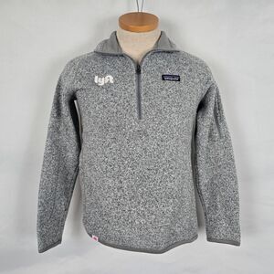 Patagonia Sweater Women's Small Gray Double Logo Quarter Zip Long Sleeve Pocket